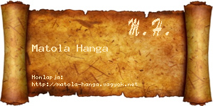 Matola Hanga névjegykártya